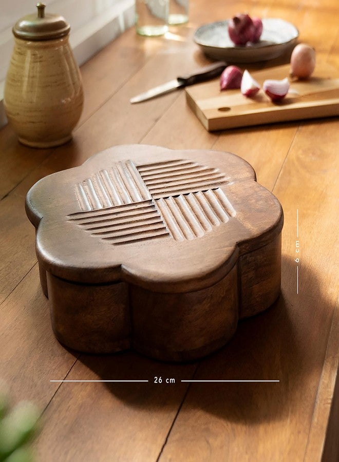 Ellementry Wood Masala Box- Brown | Multipurpose Masala Dabba Box Set |Spice Box Set with 7 Sections/compartments for Kitchen| Decorative Handmade Masala Dabba Organizer|Masala Dani |Spice Container - Image 4